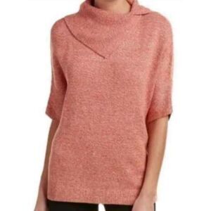 Cabi Womens Sweater Size Small Foldover Collar Pullover Tunic Short Sleeve